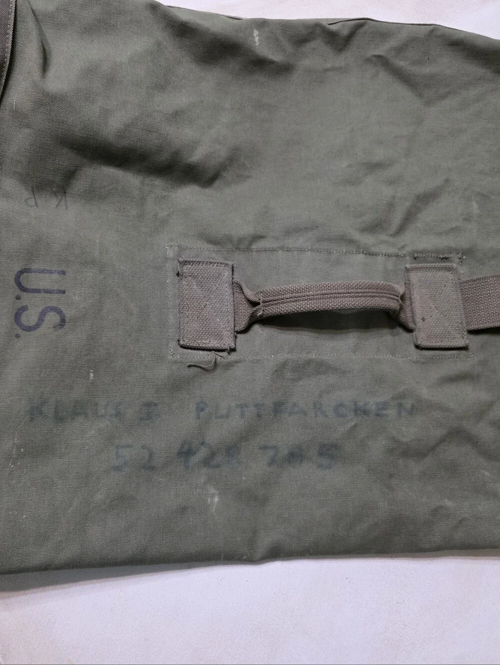 Vintage Authentic U.S. Army Canvas Duffel Bag - 1950s-60s Korean/Vietnam War Era